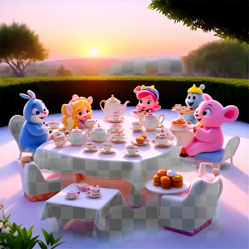 Tea party for the animals in the forest