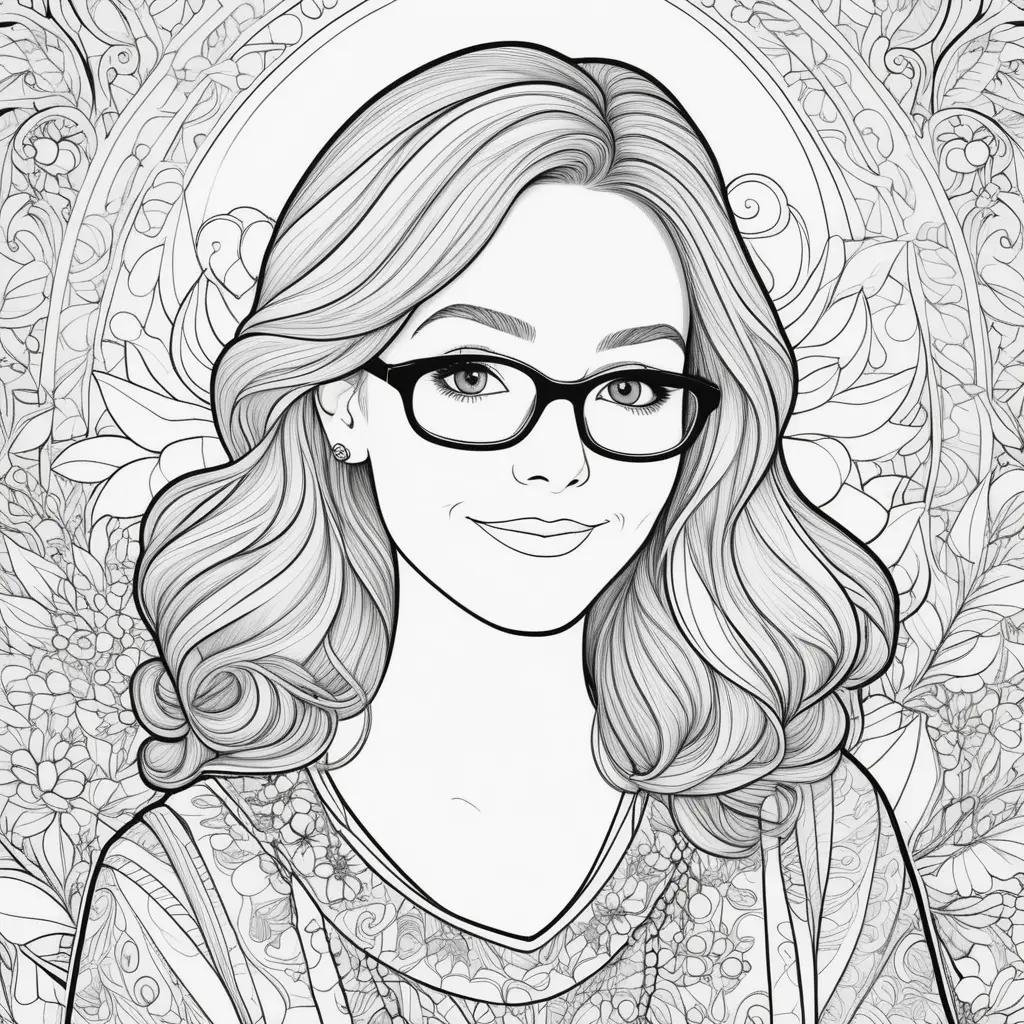 Teacher coloring pages with a pretty woman in black and white