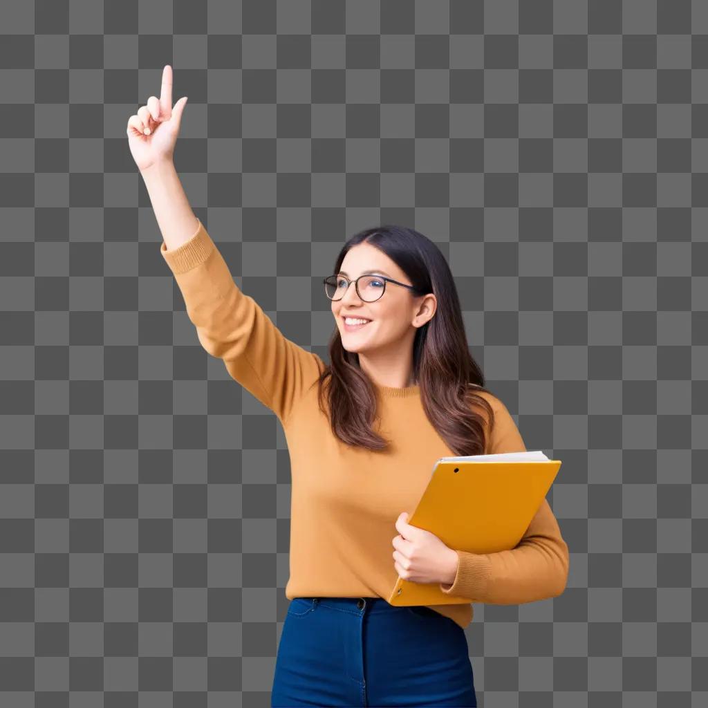 Teaching moment with woman and yellow folder