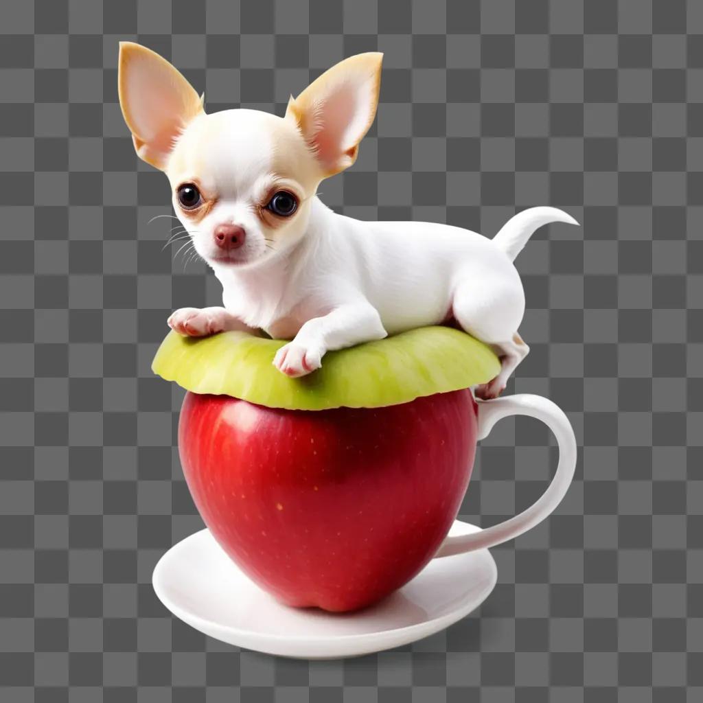 Teacup Apple Head Chihuahua Sits in Cup