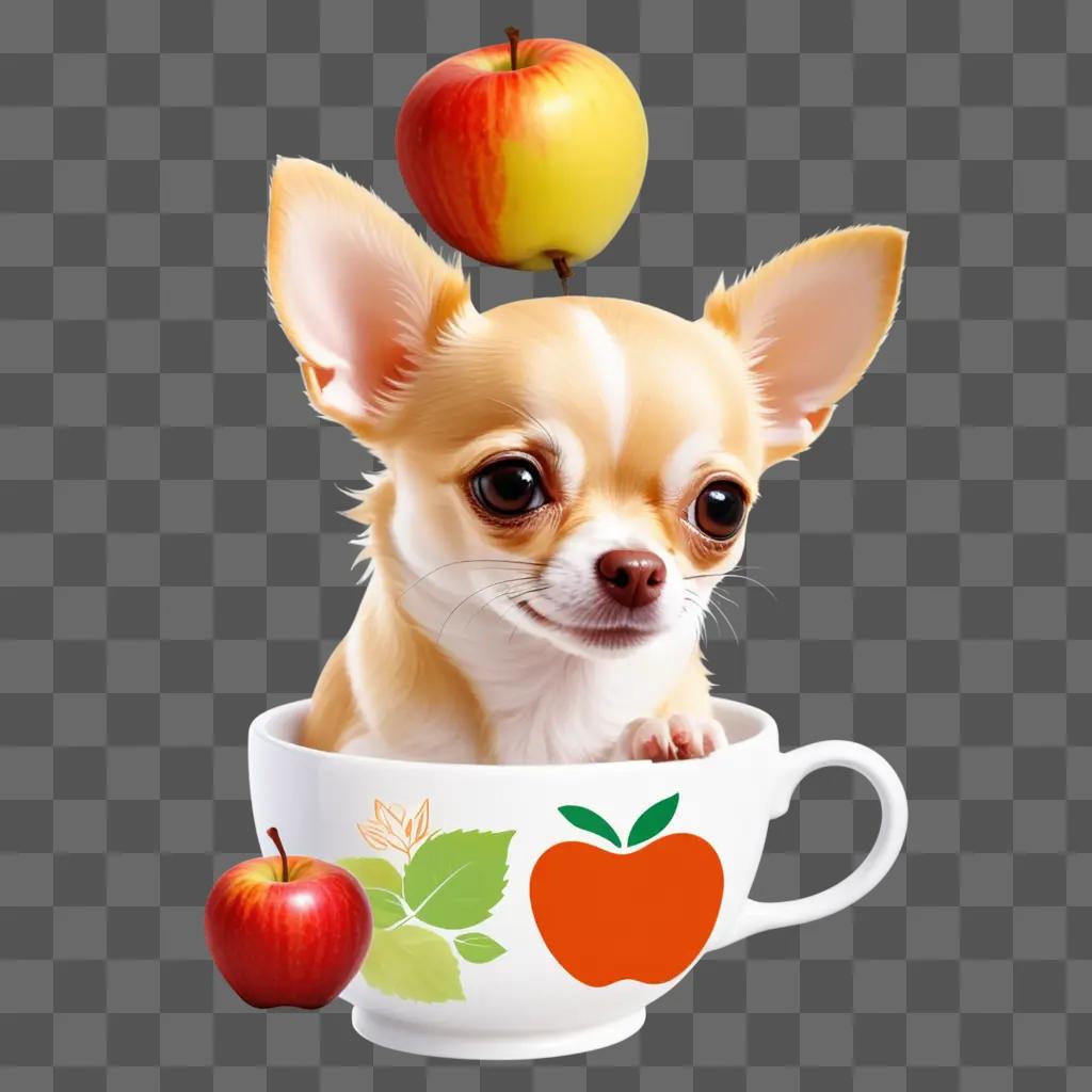 Teacup with apple head and chihuahua