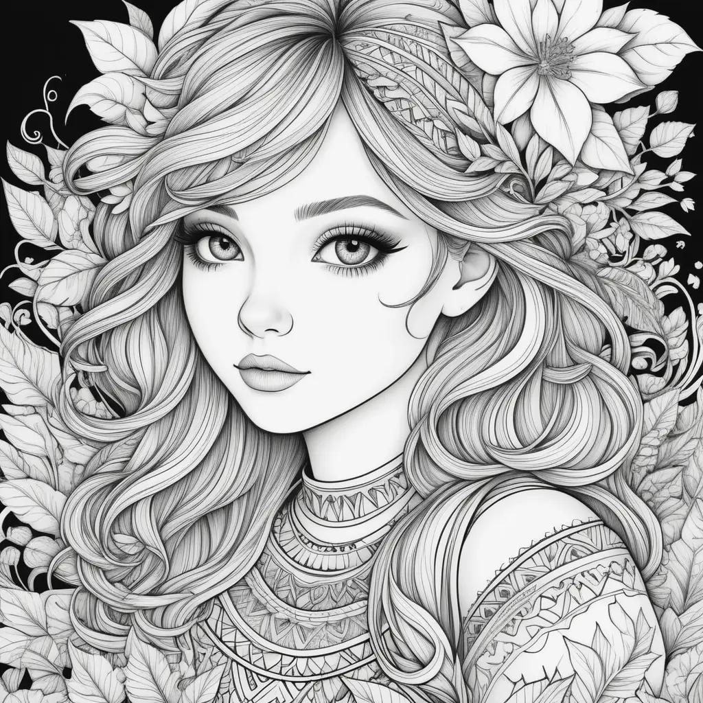 Teen Coloring Pages - Black and White