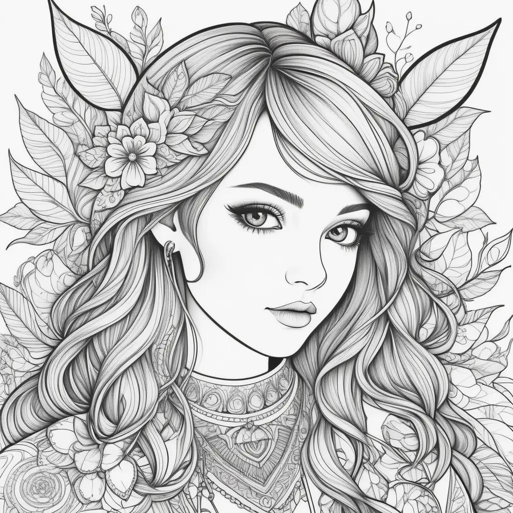 Teen Coloring Pages Featuring Beautiful Young Women