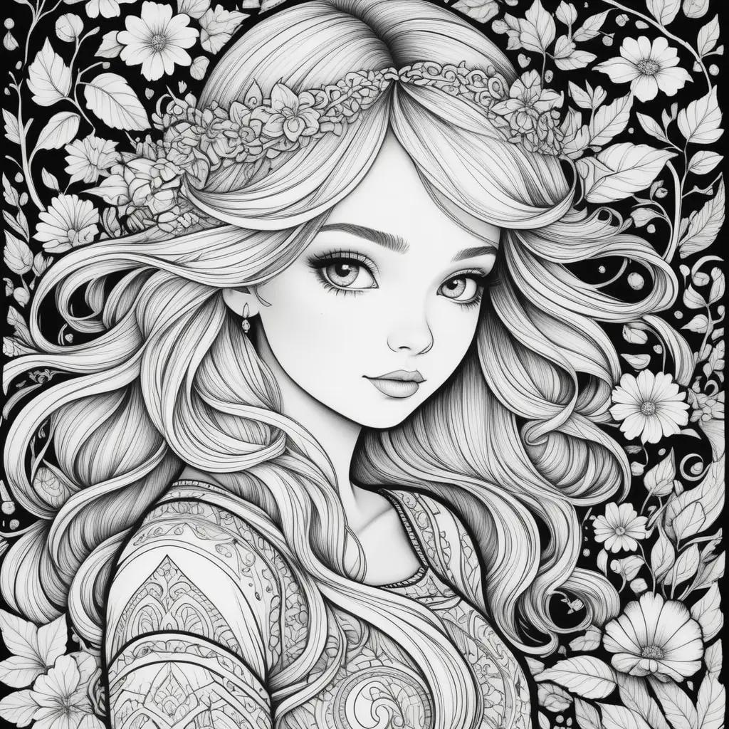 Teen Coloring Pages Featuring a Beautiful, Flowery Scene