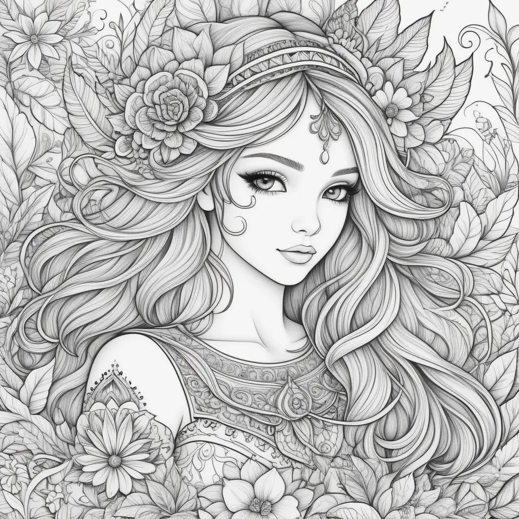 Teen Coloring Pages Featuring a Beautifully Drawn Young Woman