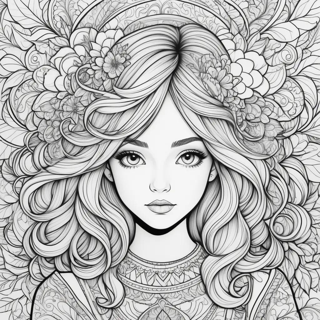 Teen Coloring Pages Show A Pretty Young Girl With Flowers