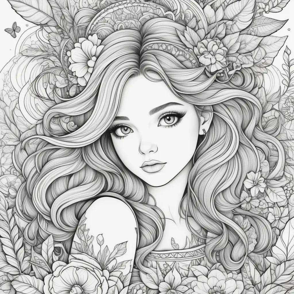 Teen Coloring Pages With Colorful Flowers