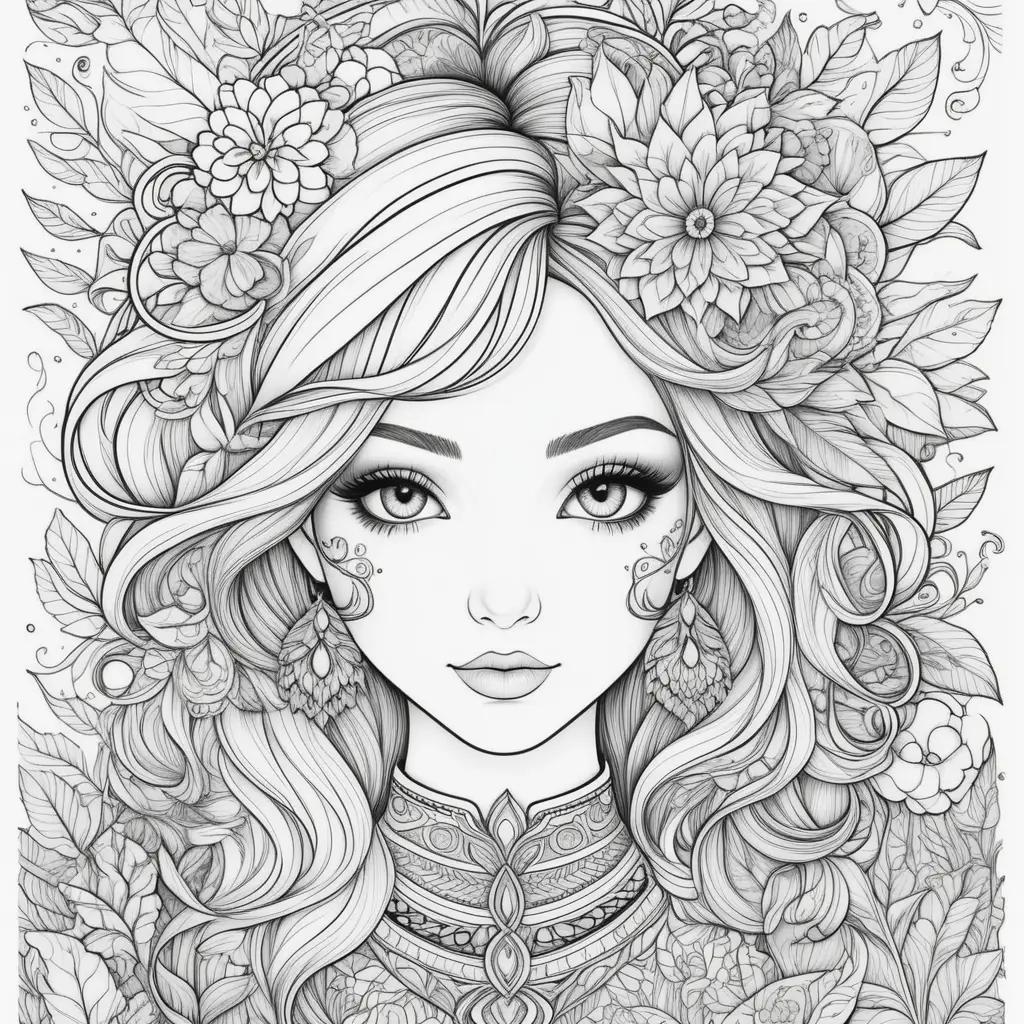 Teen Coloring Pages with Colorful Flowers