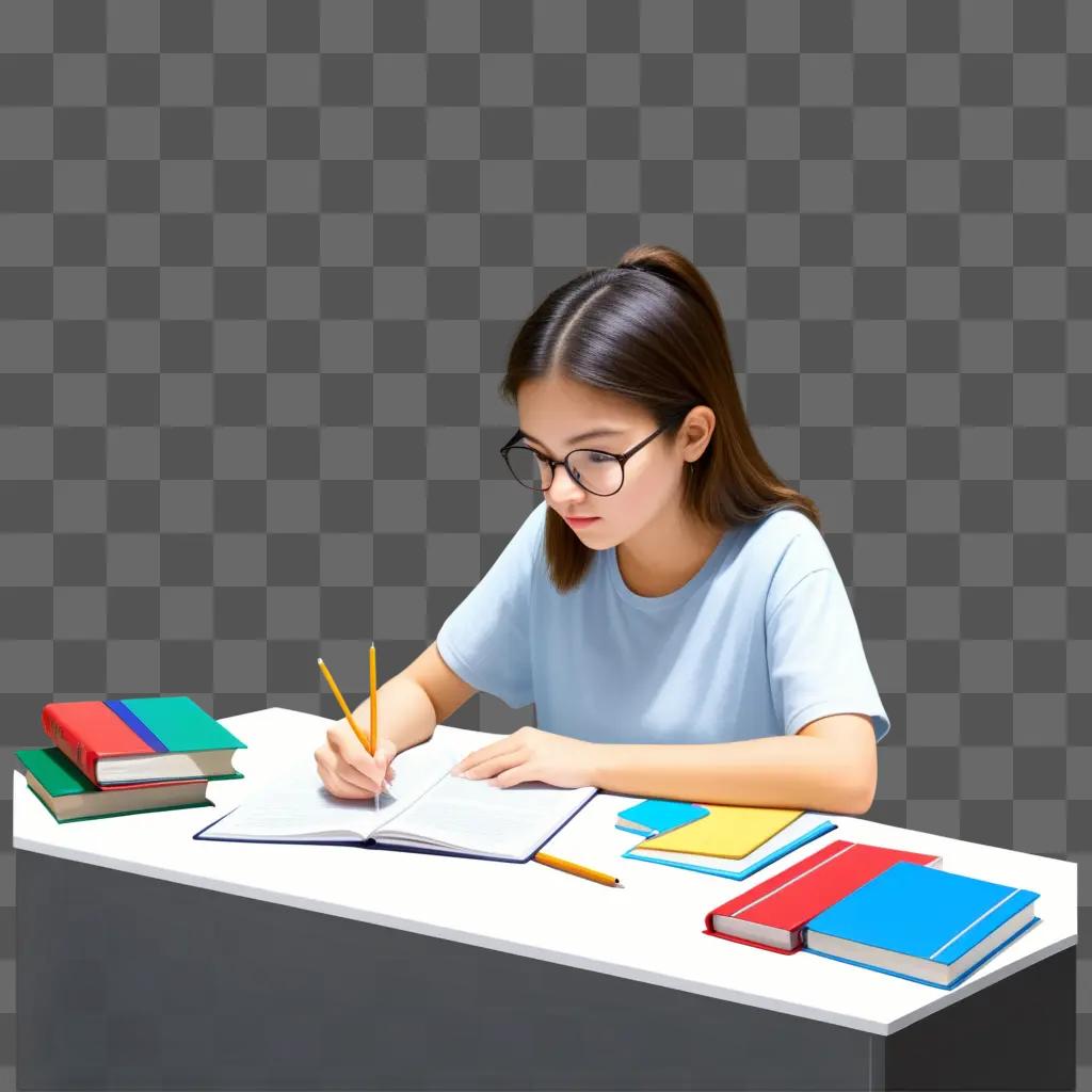 Teen girl working on homework at a desk