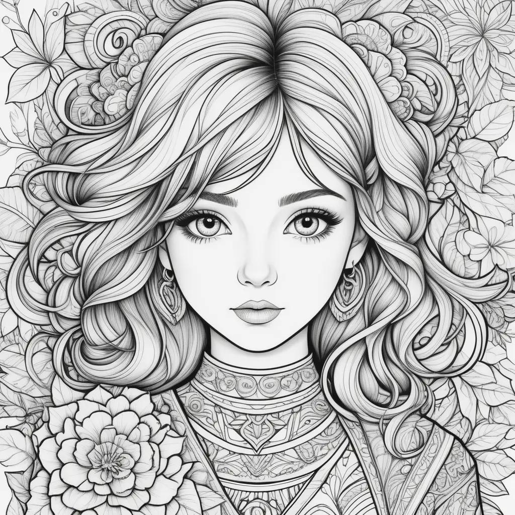 Teenage Coloring Pages: Artwork of a pretty young girl