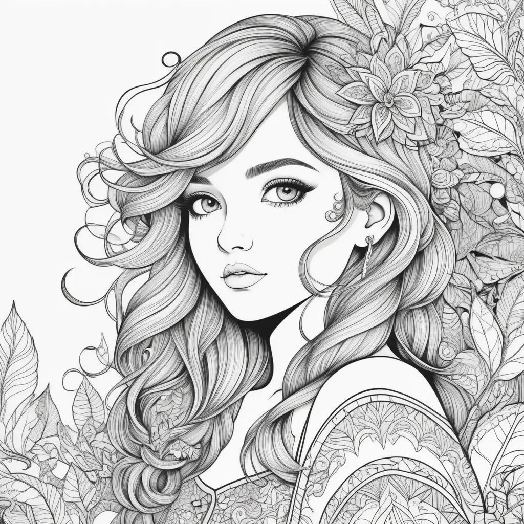Teenage Coloring Pages Featuring a Beautiful Young Lady