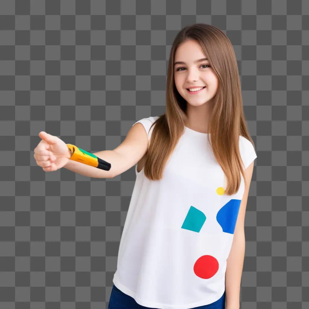 Teenage girl with a colorful shirt