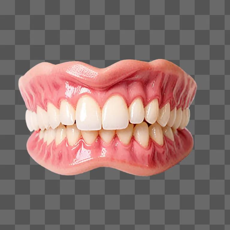 入れ歯とピンクの背景を持つ歯のクリップアート