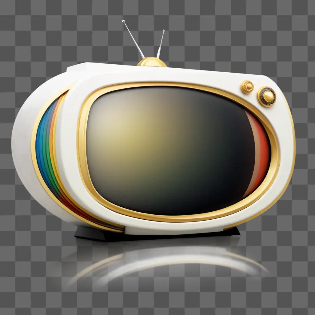 Television logo with colorful rainbow and gold accents