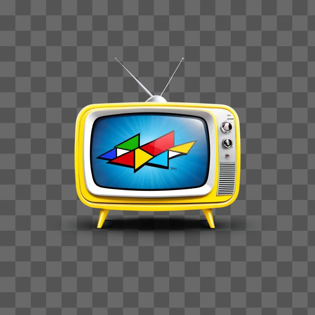 Television with multicolored logo in front