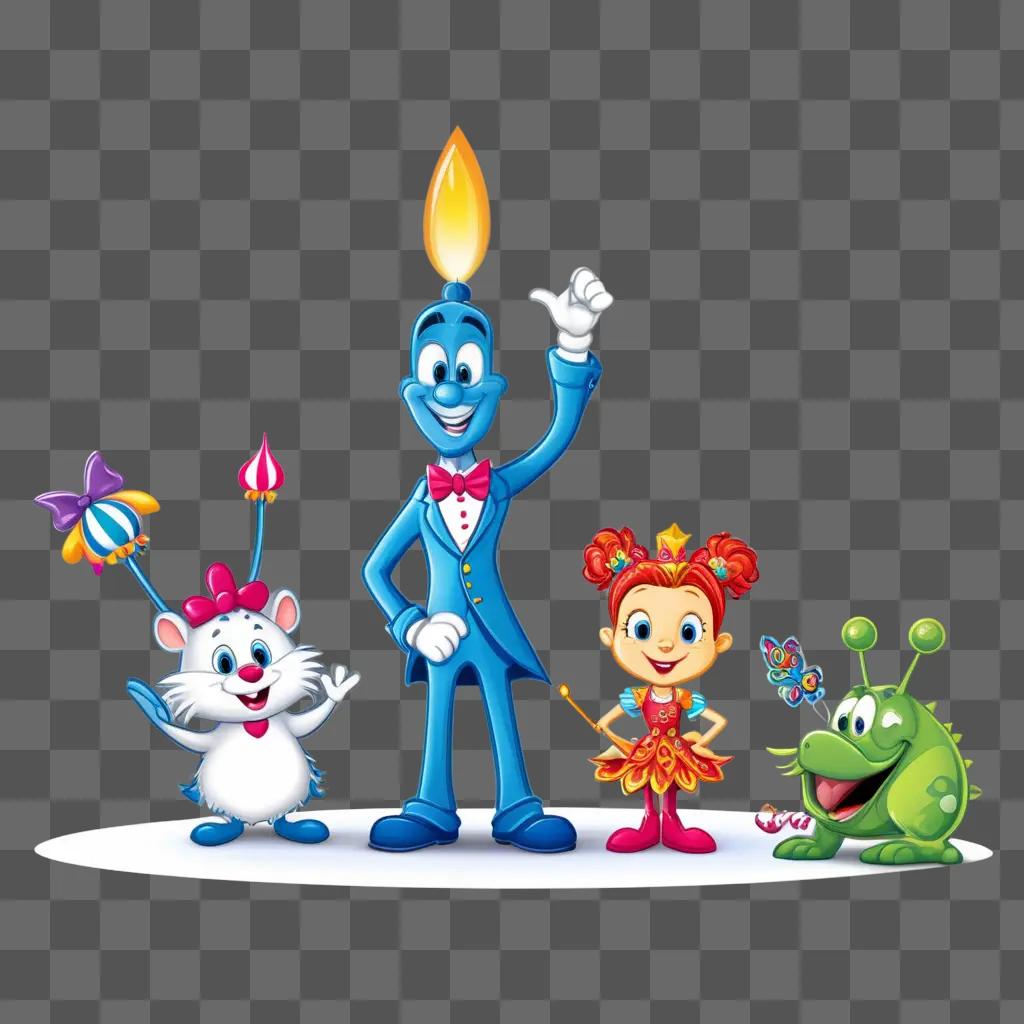 Test clipart: Cartoon characters pose together