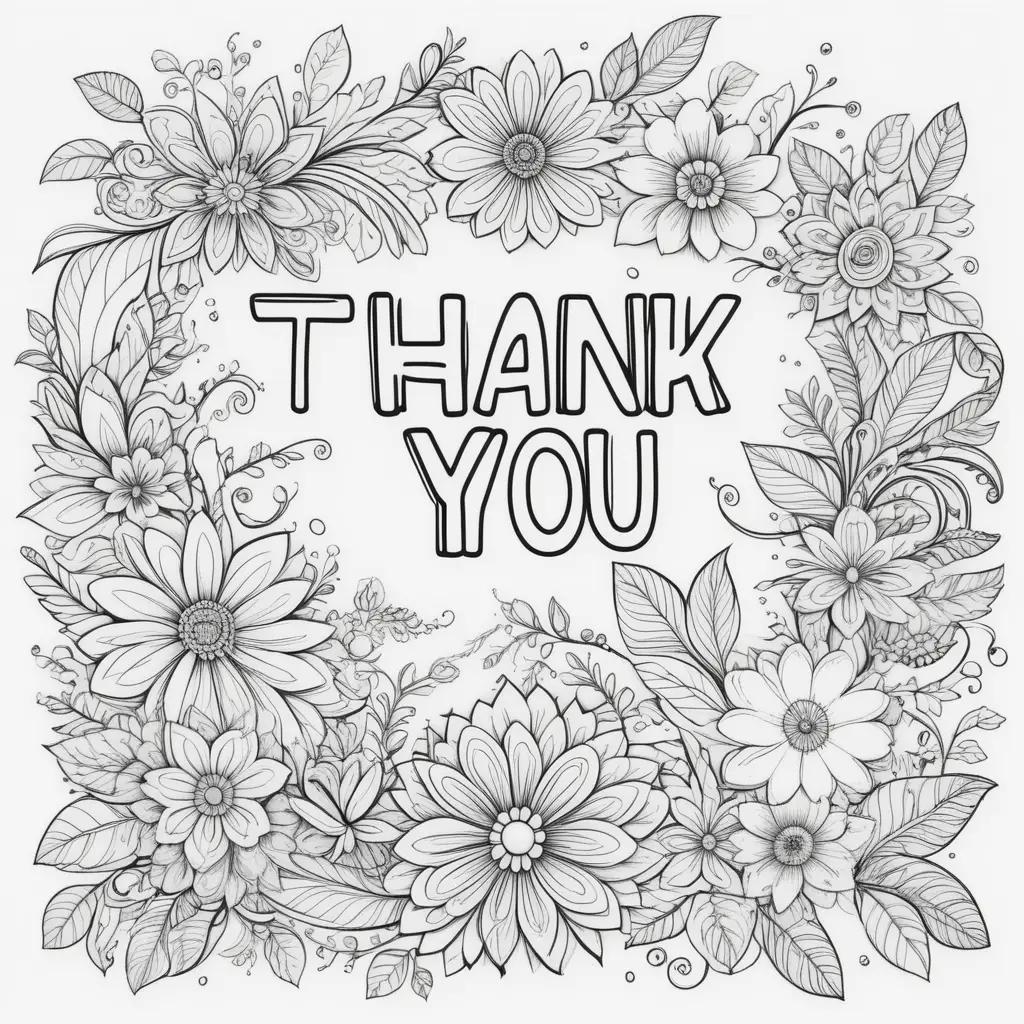 Thank You Coloring Pages: Beautiful Flower Frame