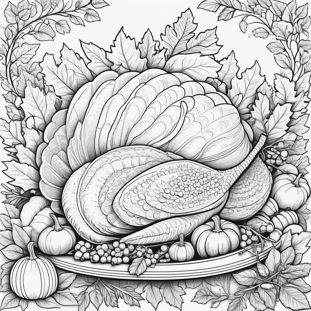 Thanksgiving coloring pages with turkey and pumpkins