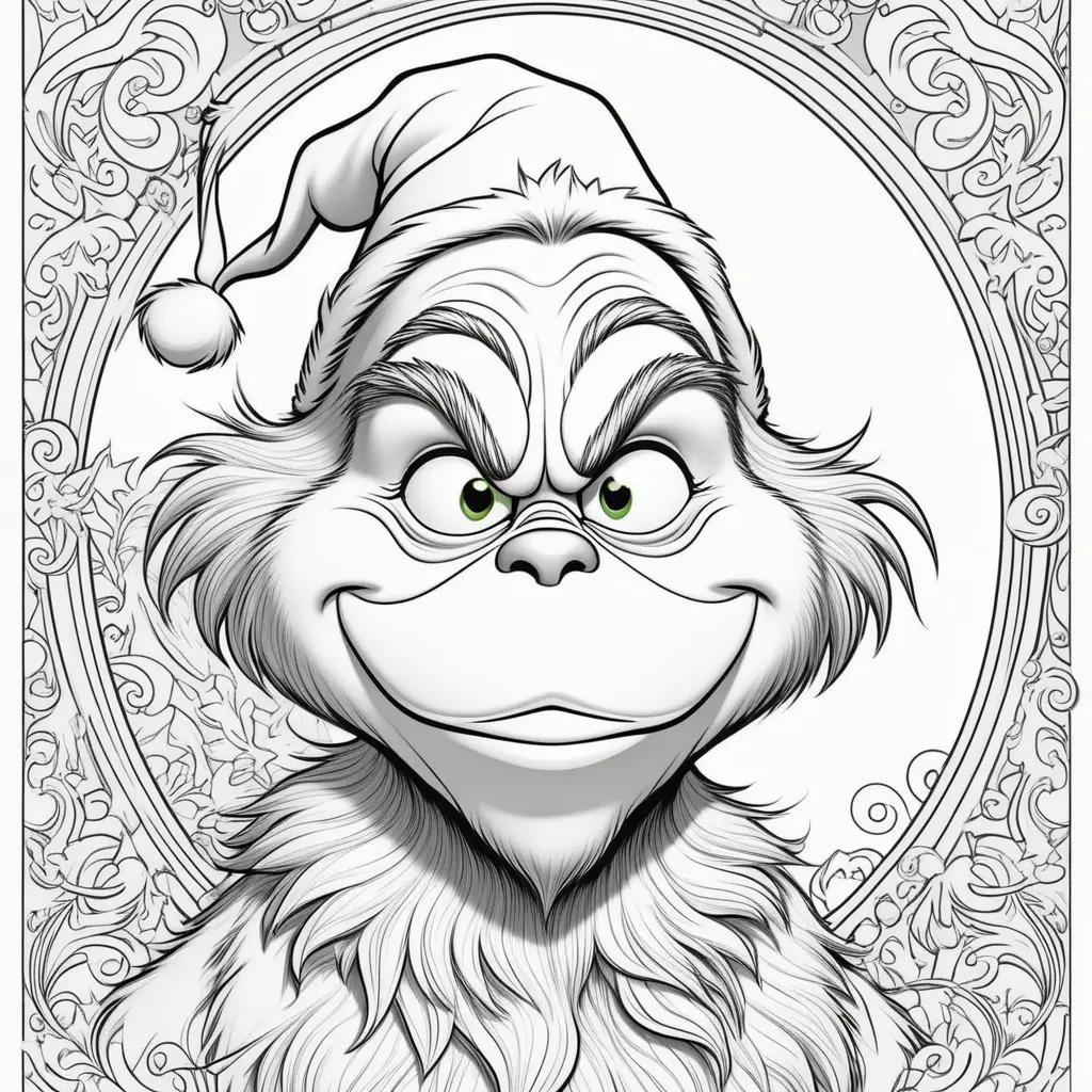 The Grinch coloring pages, black and white