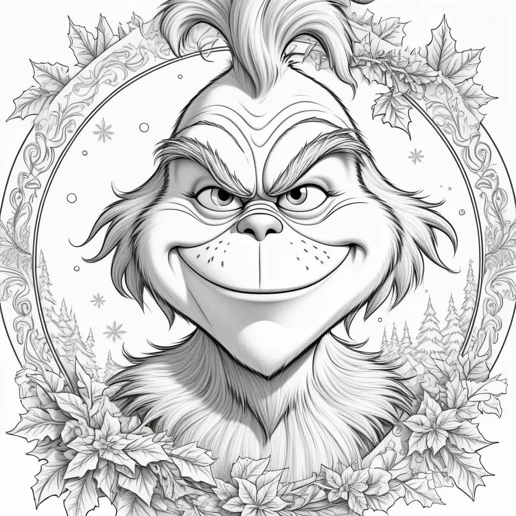 The Grinch coloring pages are black and white