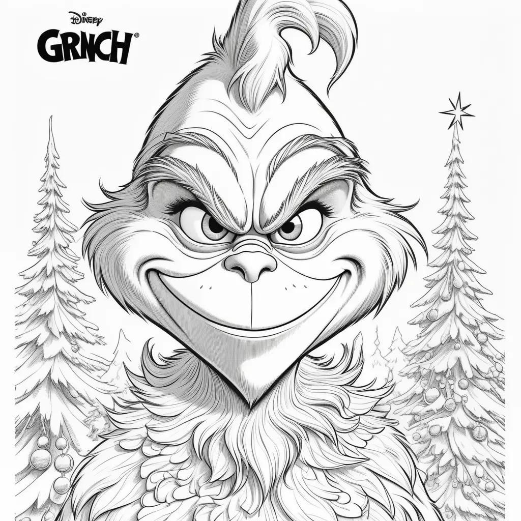 The Grinch coloring pages with black and white illustrations