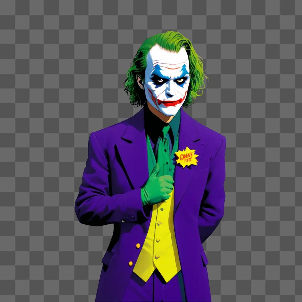 The Joker poses for a photo with a yellow tie