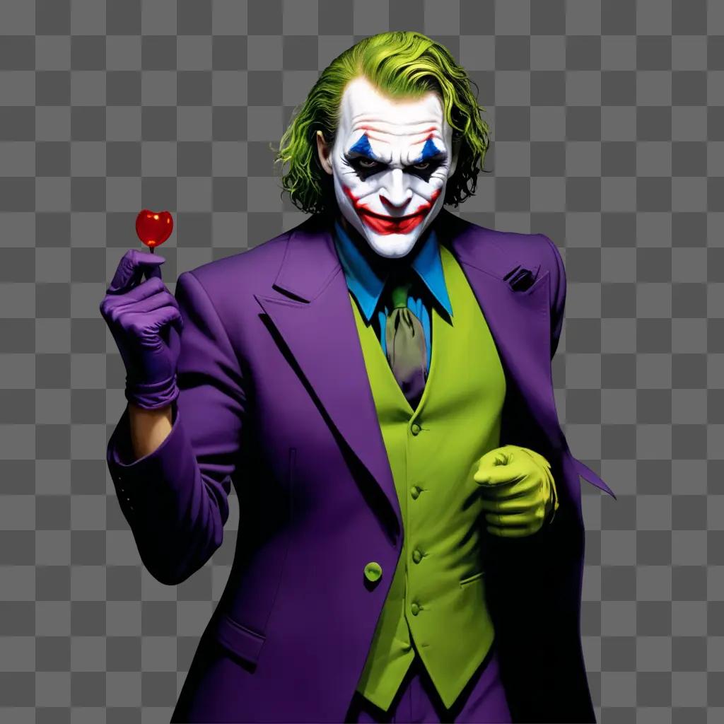 The Joker poses with a red heart