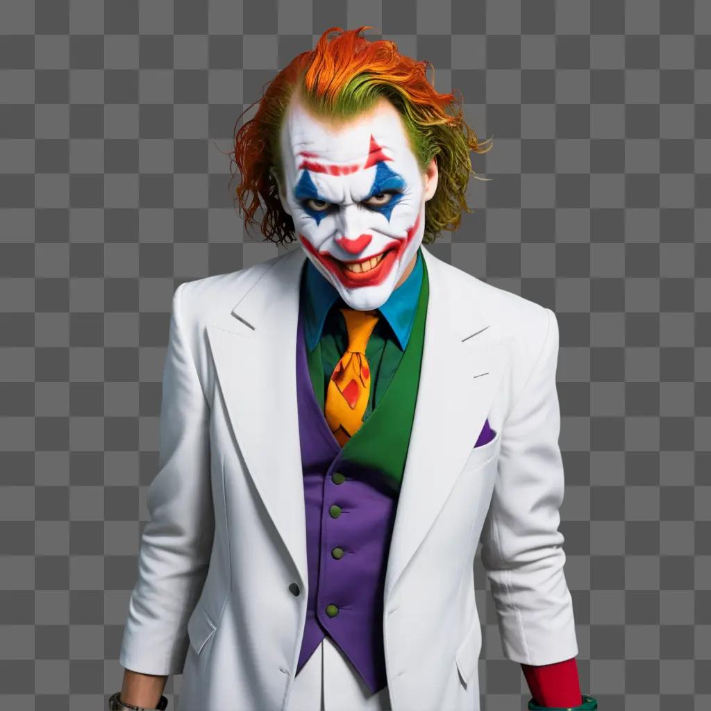 The Joker poses with his makeup on