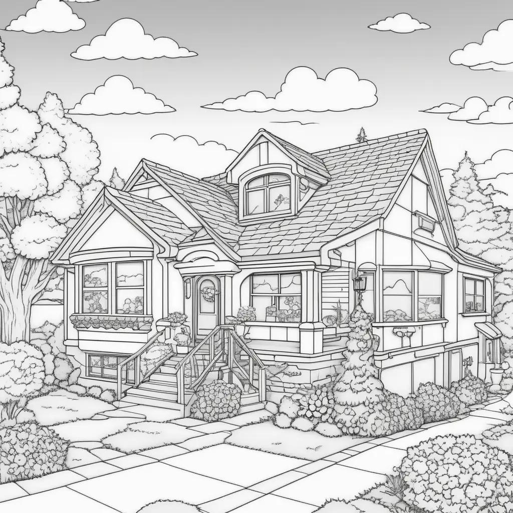 The Simpsons Coloring Page - A House and a Family