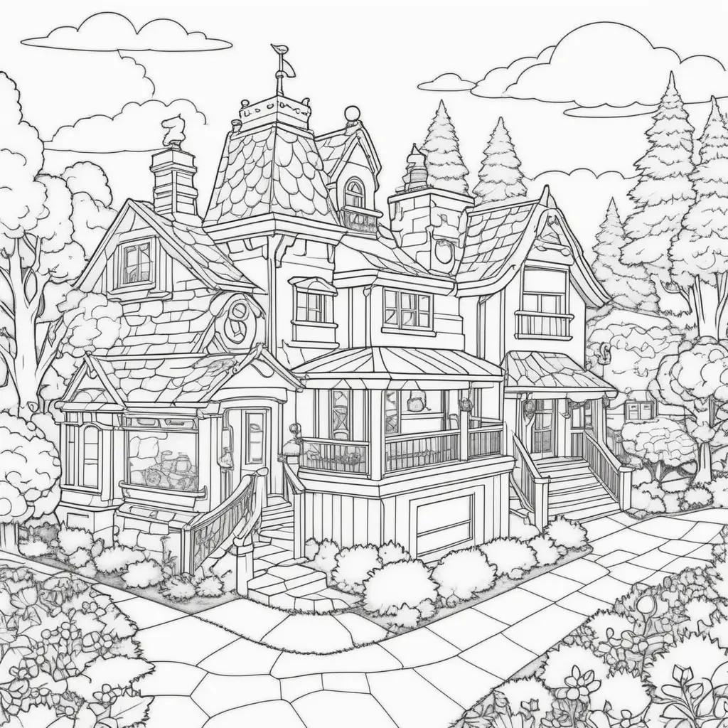 The Simpsons Coloring Pages: A Cartoon House in the Park