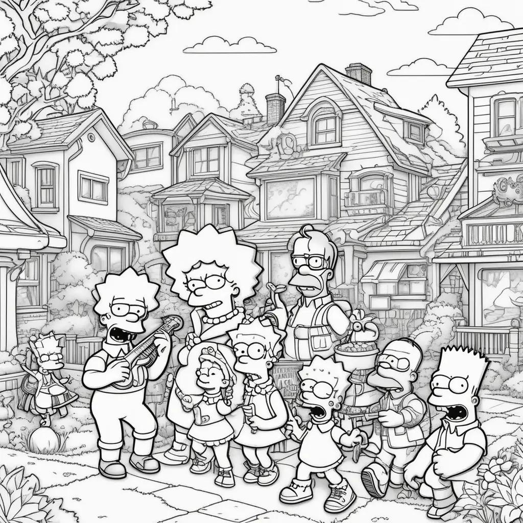 The Simpsons coloring pages with black and white illustrations