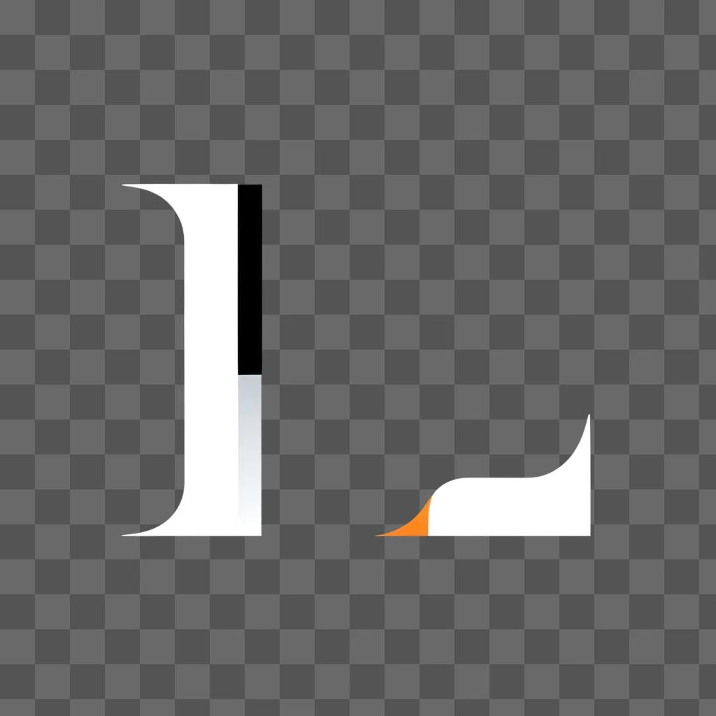 The image is of a white logo with an orange arrow