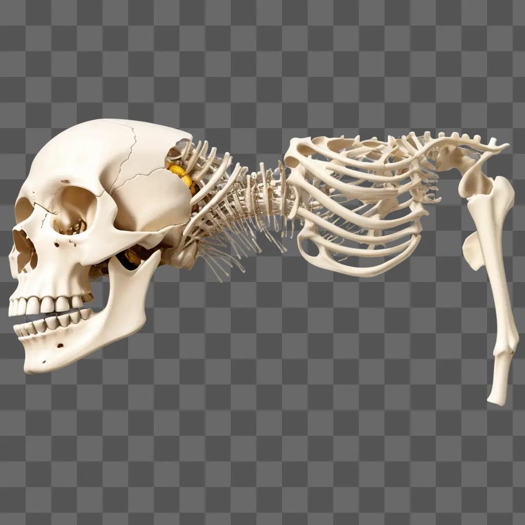 The skeleton of a white human body