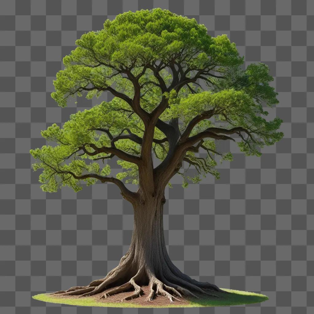 The tree stands patiently on the ground