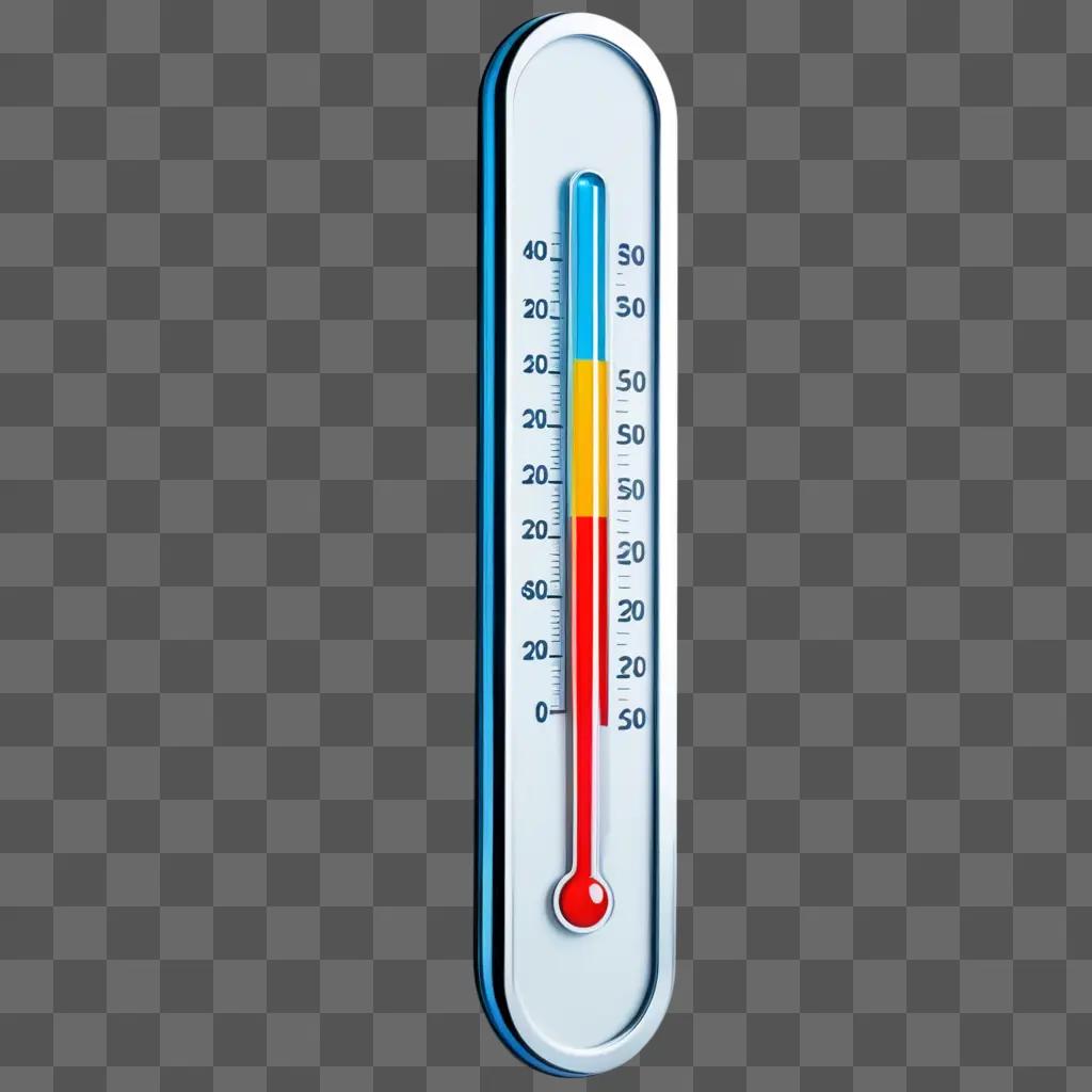 Thermometer with three colors showing the temperature