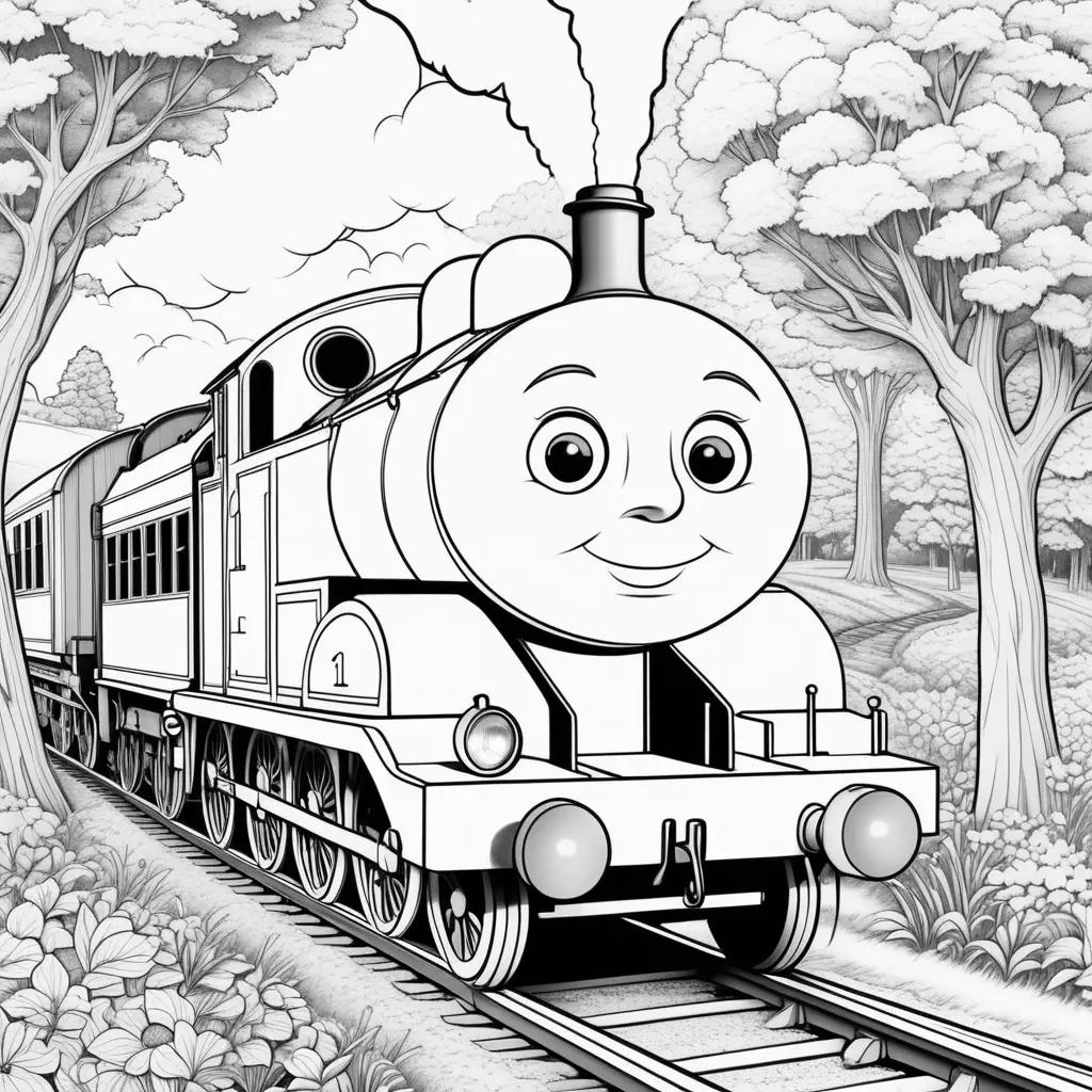 Thomas Coloring Page: A Train in the Woods