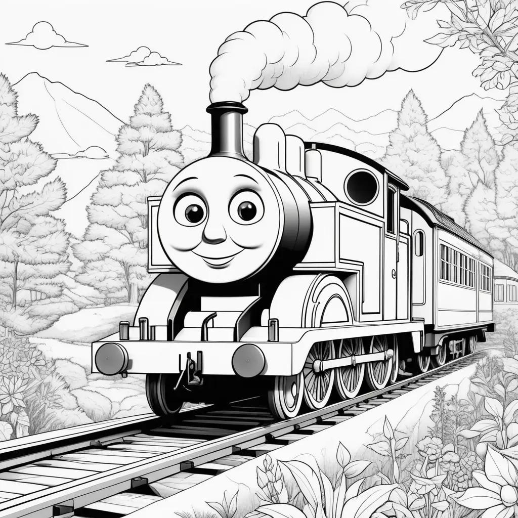 Thomas Coloring Pages - A Steam Engine on the Tracks