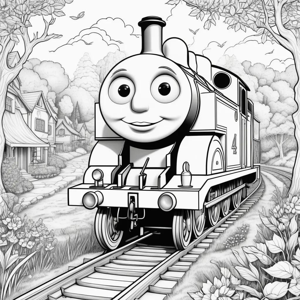 Thomas Coloring Pages: A charming train and house