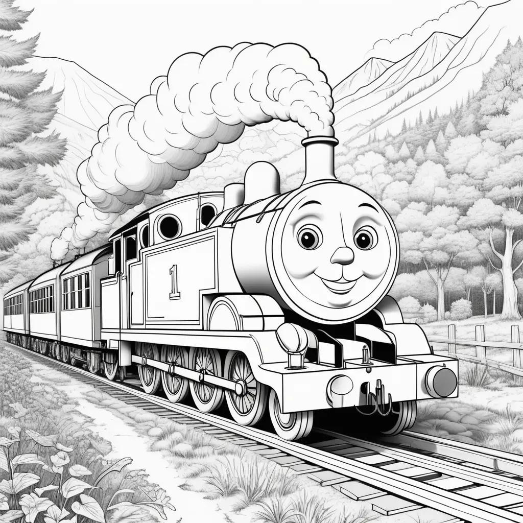 Thomas Coloring Pages of a Train in Black and White