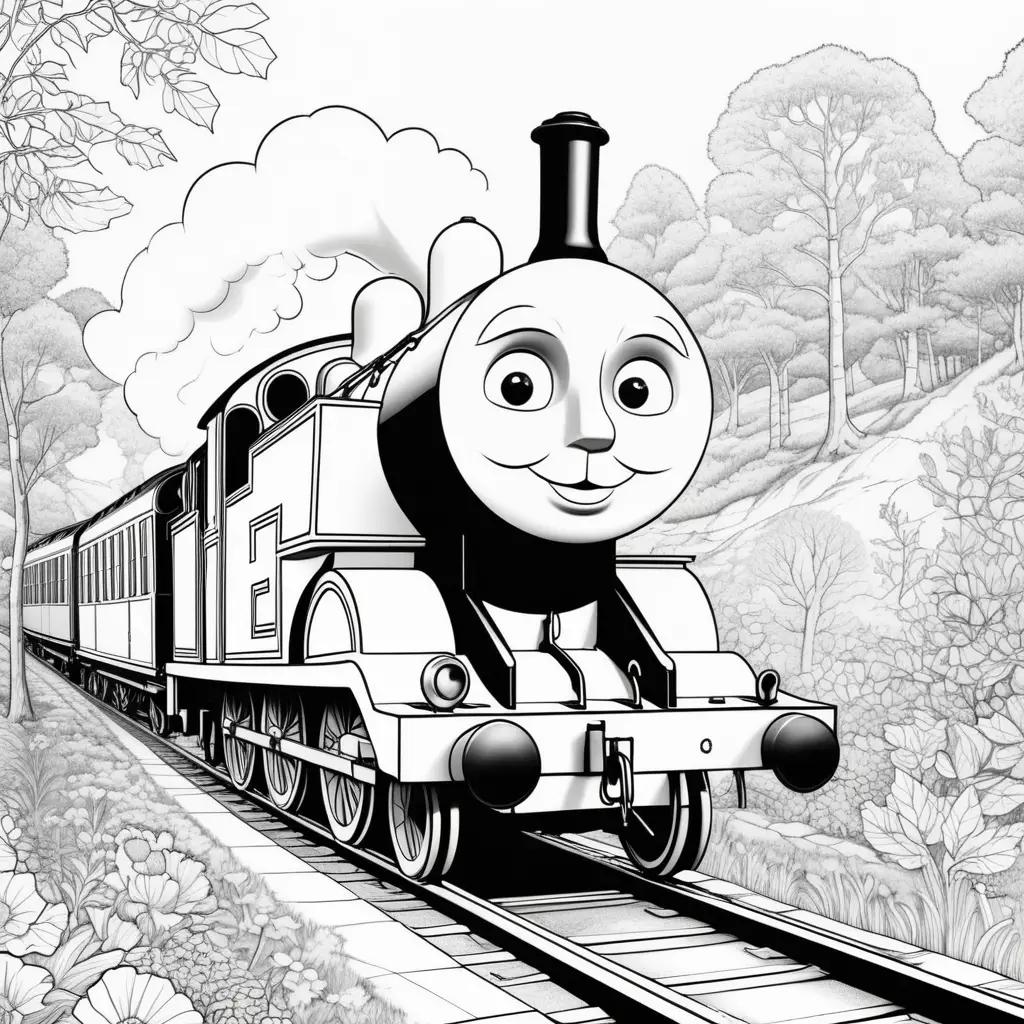 Thomas coloring pages for children - black and white