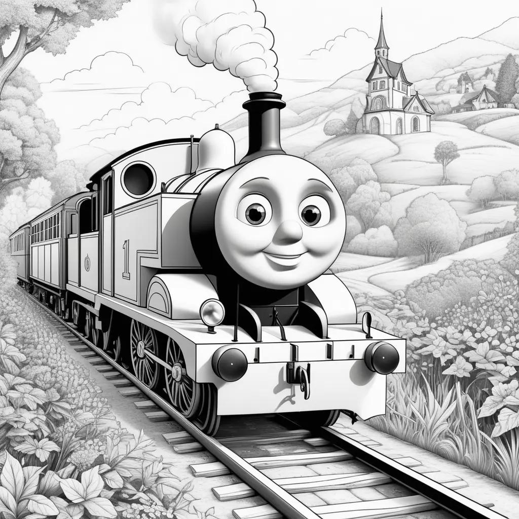 Thomas coloring pages of a train on tracks