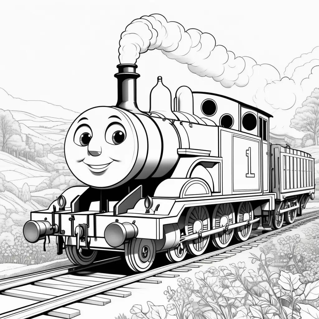 きかんしゃトーマス ぬりえ - 列車の白黒写真