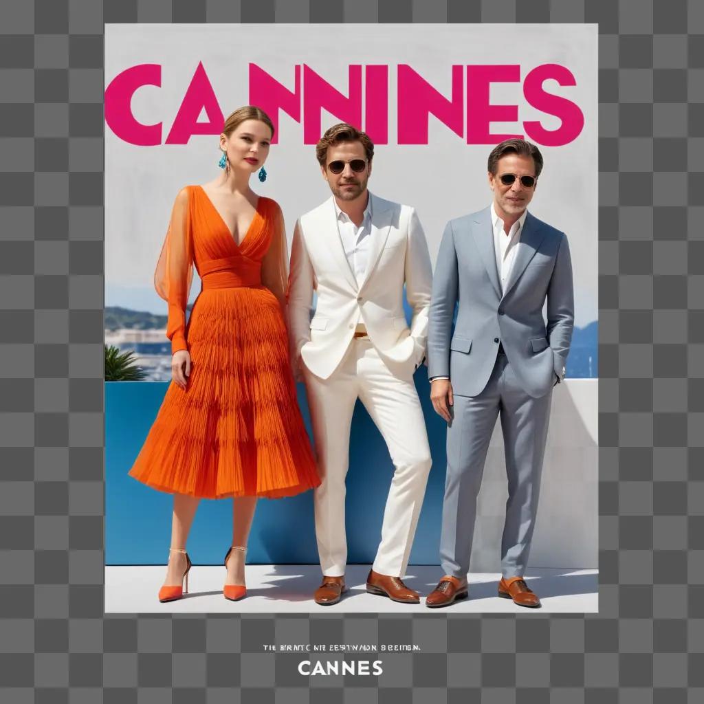 Three actors pose for a photo at the Cannes Film Festival