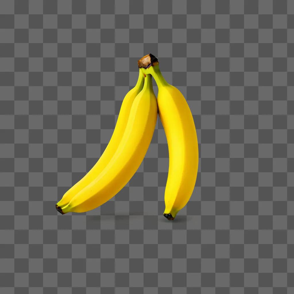 Three bananas illustrated against a yellow background