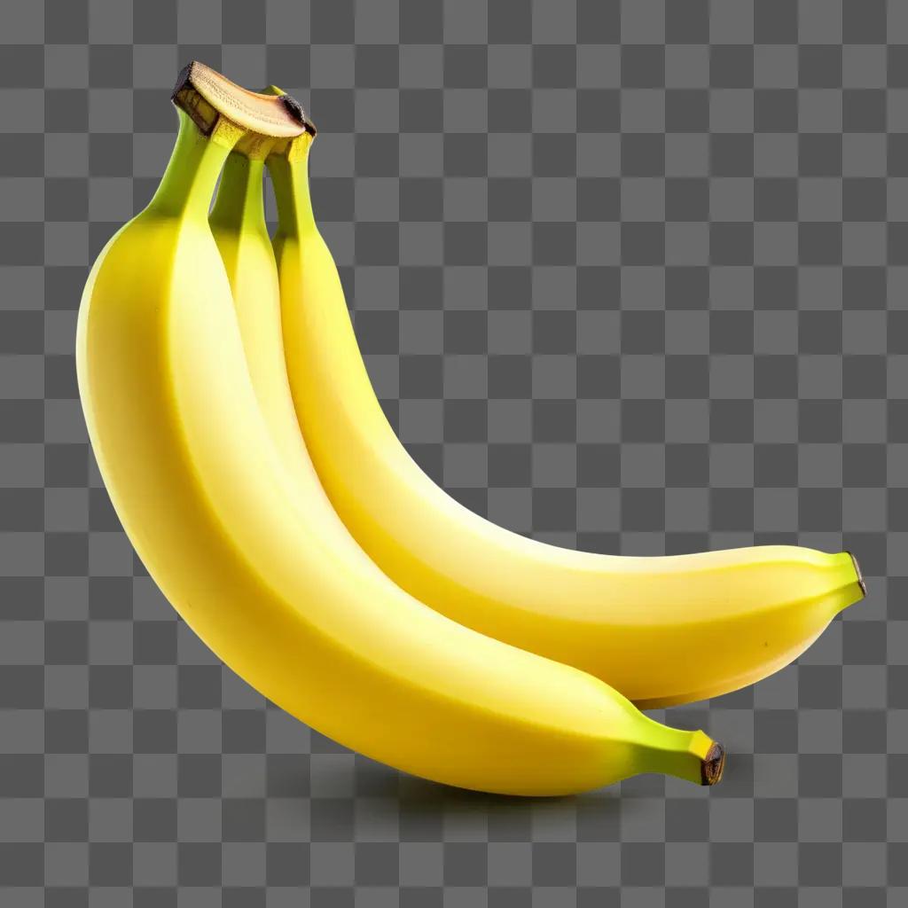 Three bananas on a yellow background