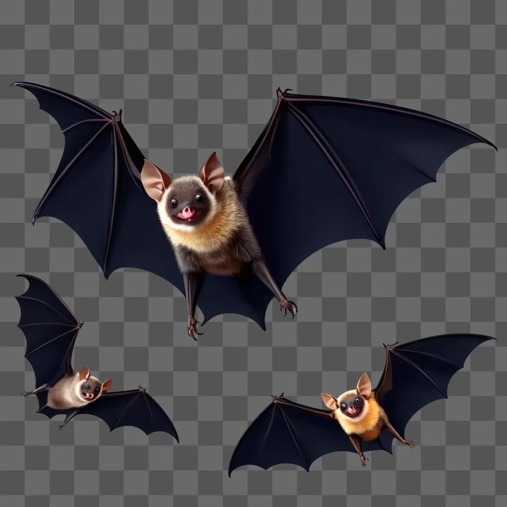 Three bats in a dark, bat clipart