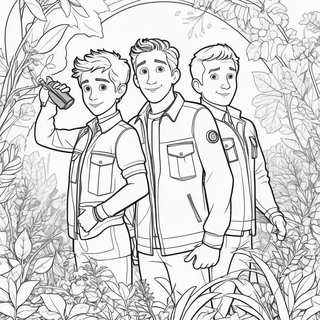 Three boys in wild kratts coloring pages