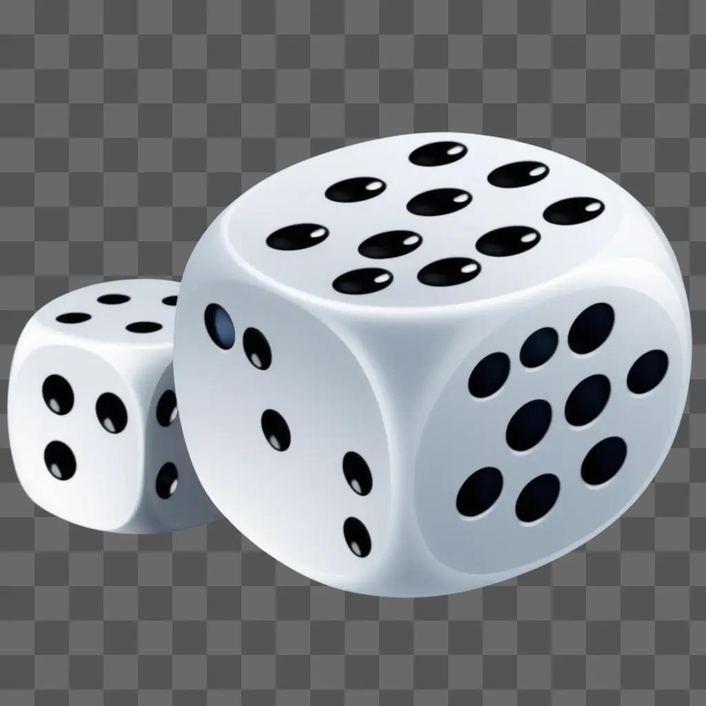 Three dice in a row with black dots on the sides