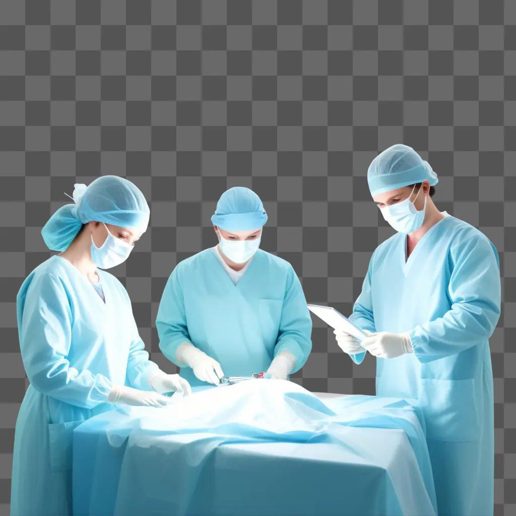 Three doctors perform surgery on a patient