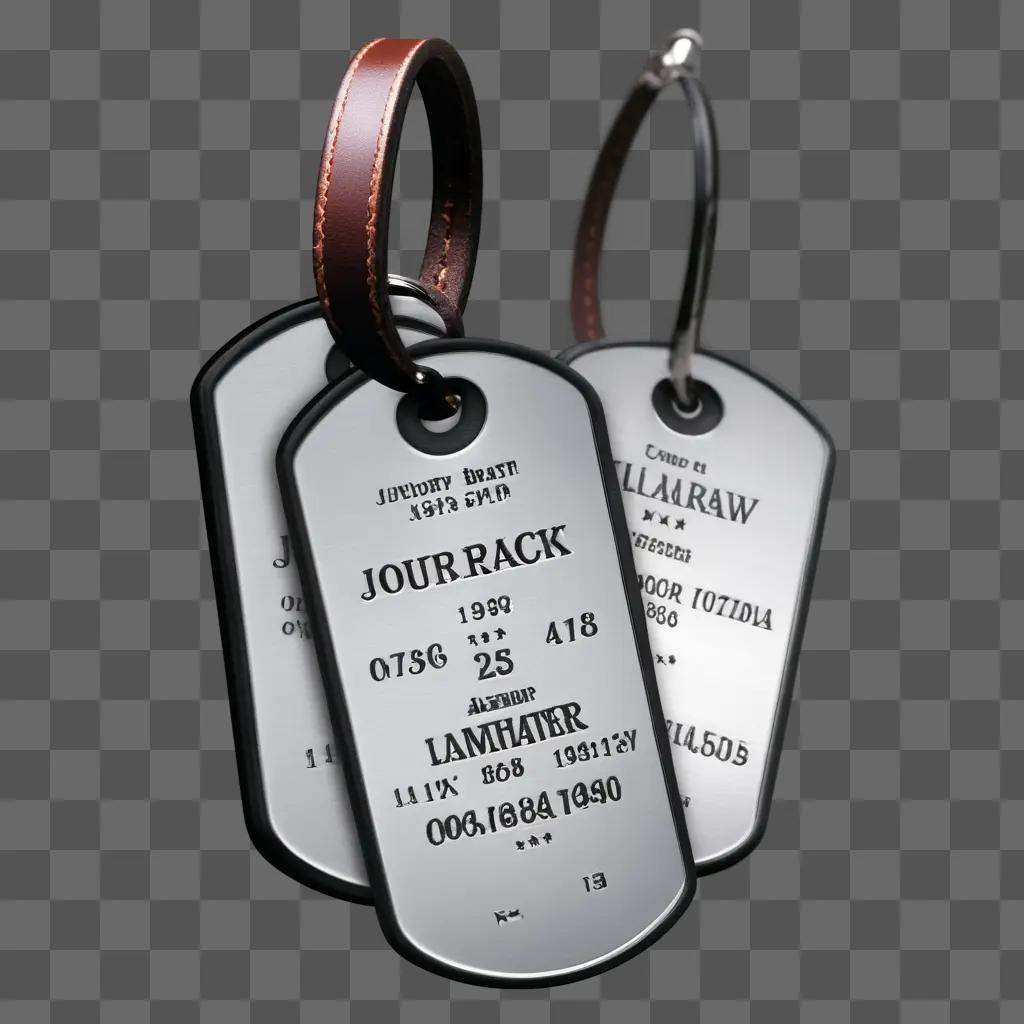 Three dog tags hanging from a keyring